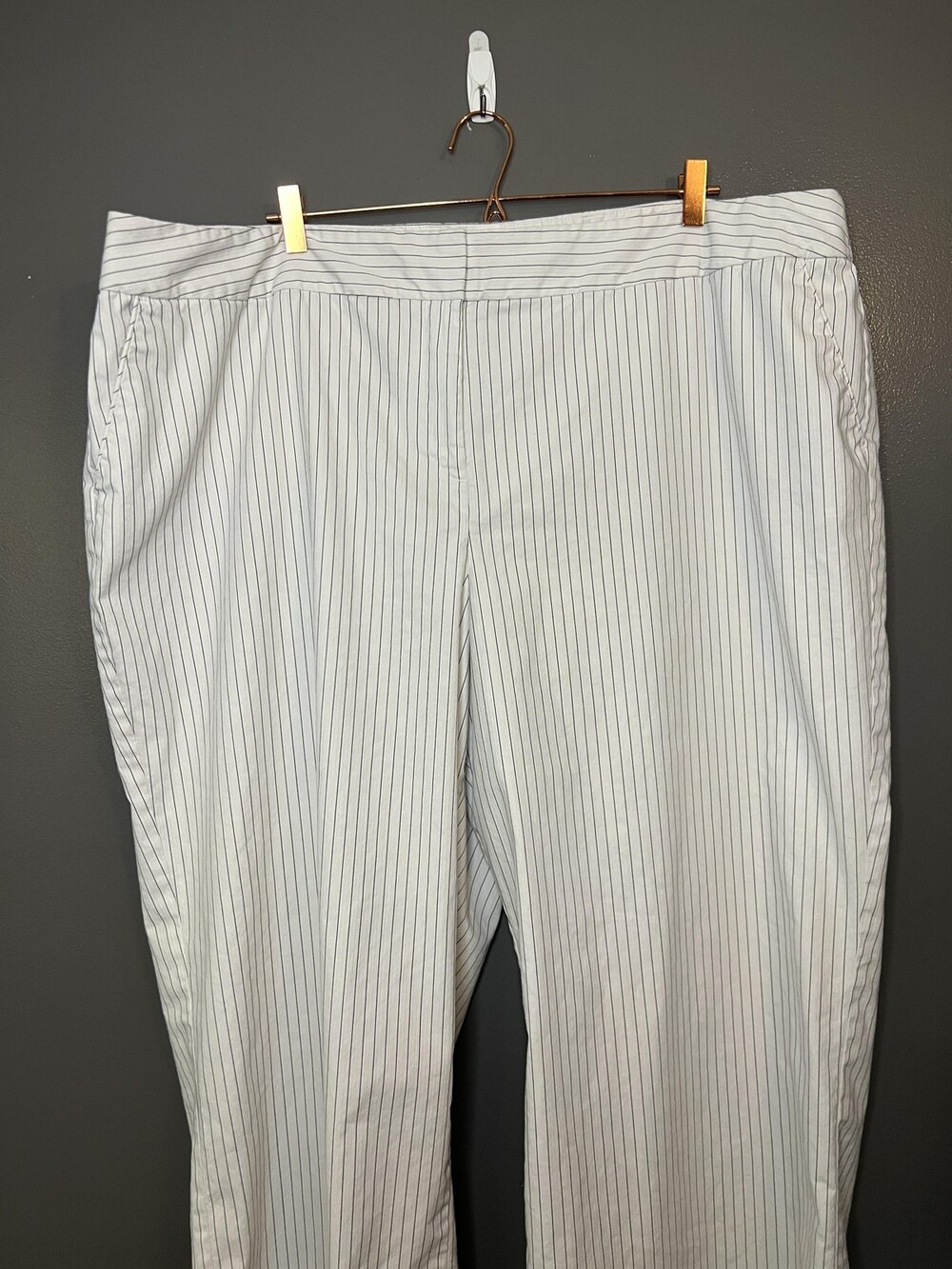 Lane Bryant Pants Womens 28 White Pinstripe Dress Straight Leg Lined Stretch